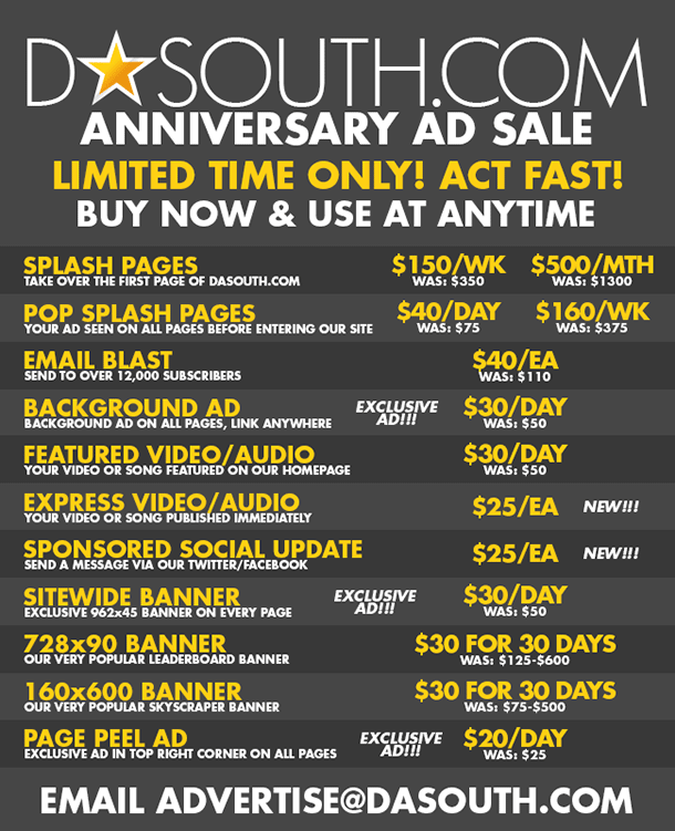 DaSouth.com Anniversary Ad Sale! Celebrating 4 Years! Limited time only