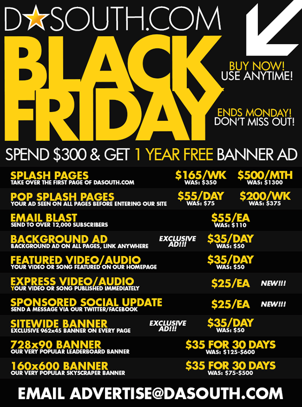 DaSouth.com BLACK FRIDAY Ad Sale! Buy Now, Use Later!